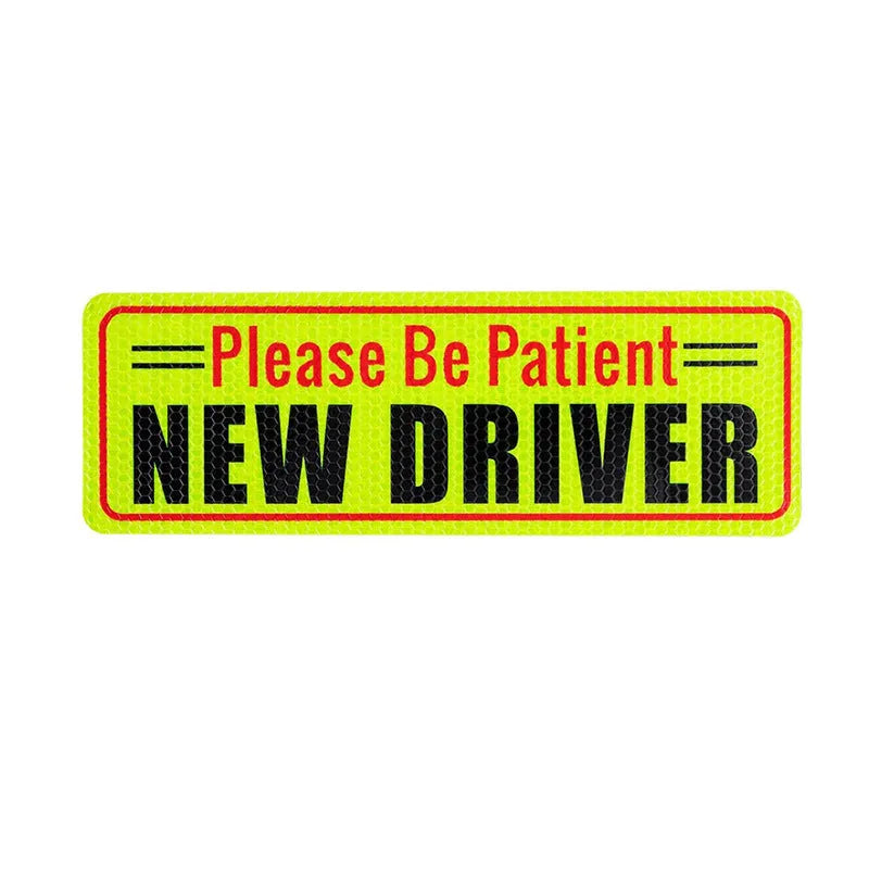 Personalised reflective bumper sticker for novice drivers, 22.5 x 8.5 cm, acrylic material for car use