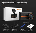 ThiEYE front and rear car dash camera with 3-inch screen, suction mount, and waterproof rear camera unit.