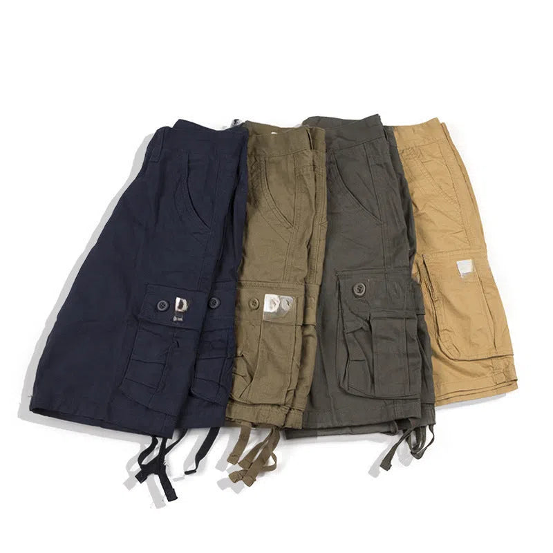 Retro Japanese casual trousers in army green with double-layer waistband and zip placket