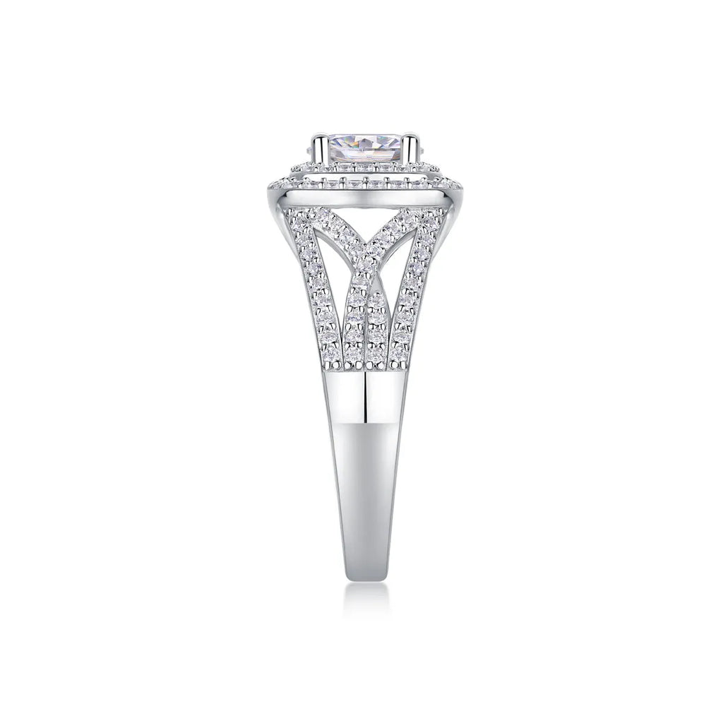 Supreme Charm moissanite wedding ring set 1 carat S925 silver platinum plated in gift box