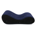 Blue inflatable sofa cushion made of PVC with flocking surface, folded for display