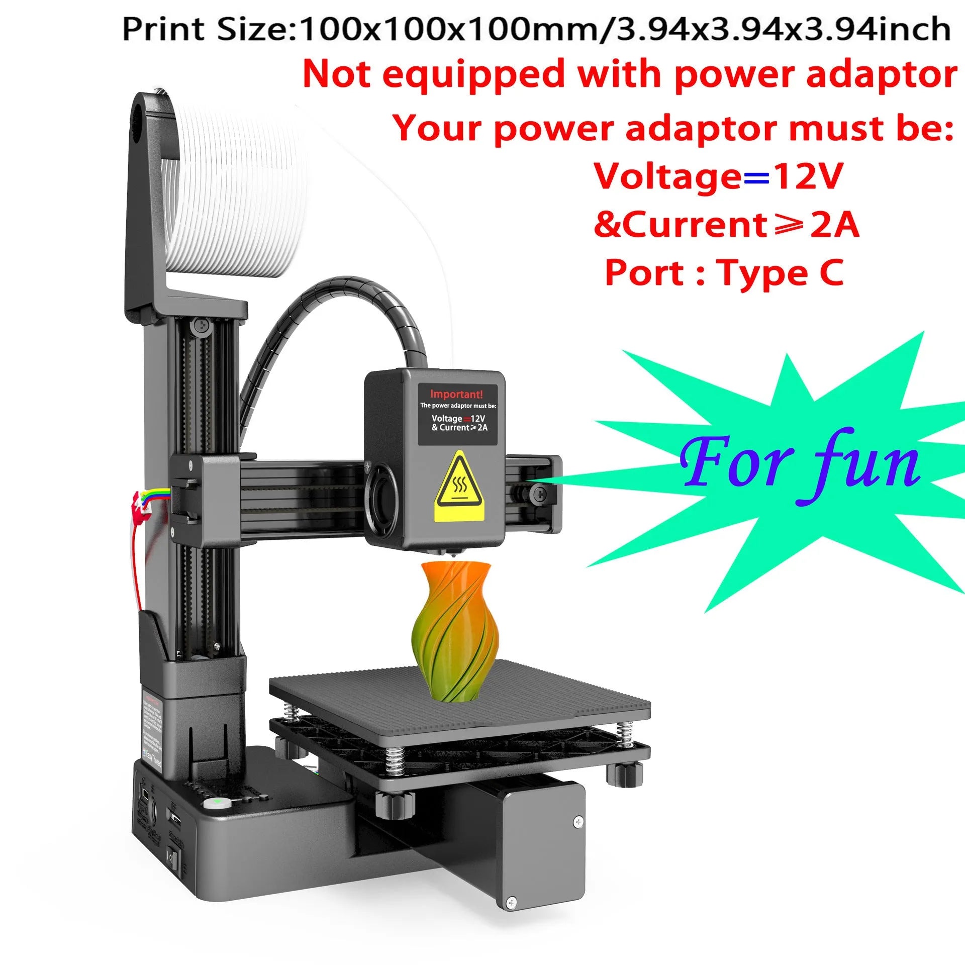 White EasyThreed K10 desktop 3D printer with 175mm build volume for TPU and PLA filament printing