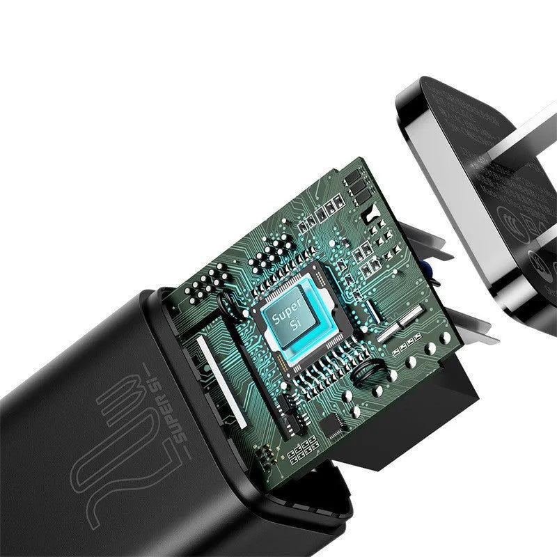 Super Silicon 20W fast charger with Type-C to iPhone connection, Black or White, 220V US plug.
