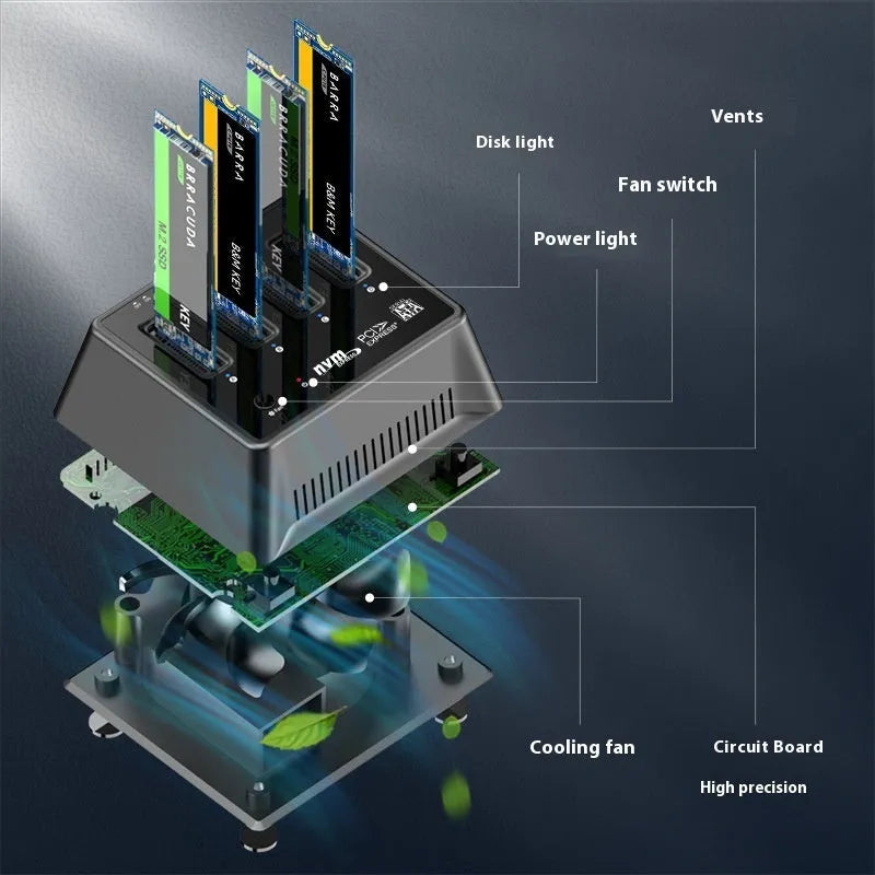 Aluminium M2 SSD base frame with dimensions 90mm by 78mm by 34mm.