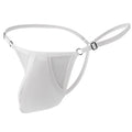 Men's ice silk T-back bag panties with geometric pattern and adjustable thin straps