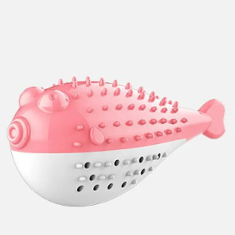 Silicone fish-shaped cat chew toy in selected colour with textured surface for dental cleaning and grabing play