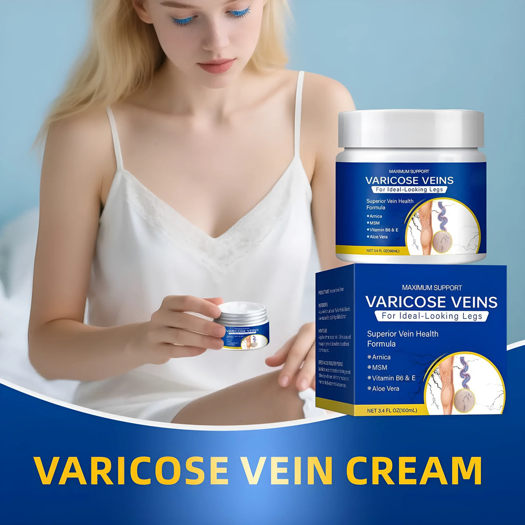 100ml leg vein relaxation care cream in a white tube with blue and green label, standard specification