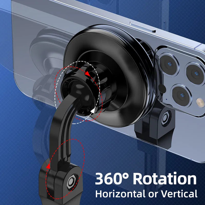 Black 360 degree rotating magnetic phone holder for universal mobile phones with strong suction mount