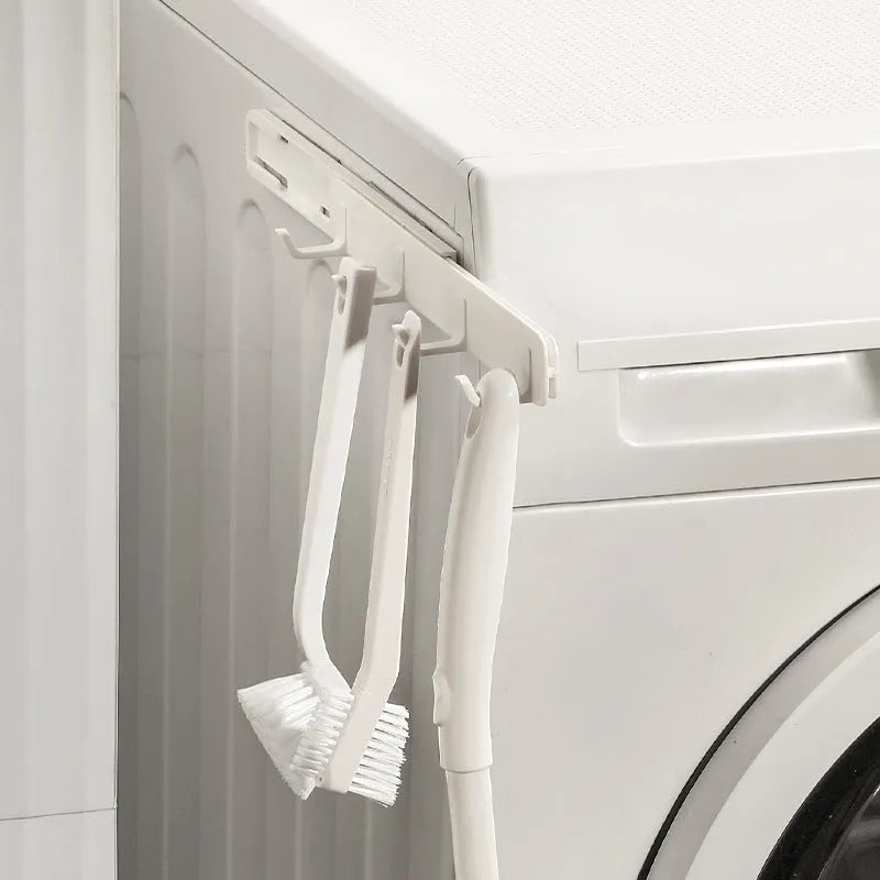 Four-row pull-out gap hook made of ABS plastic with U-shaped hooks and non-marking stickers for kitchen bathroom bedroom behind door storage