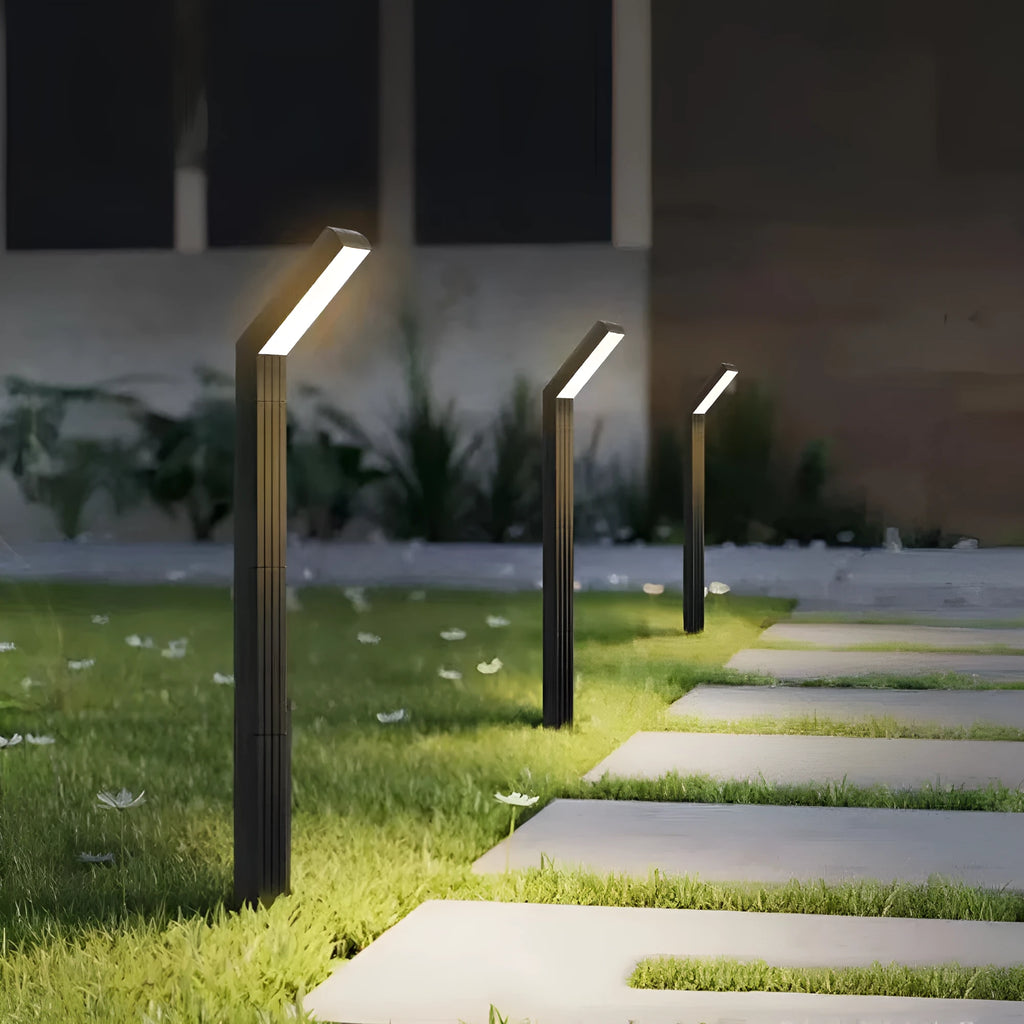 T-shaped LED solar lawn lamp with 1.8W power and IP65 protection in outdoor setting