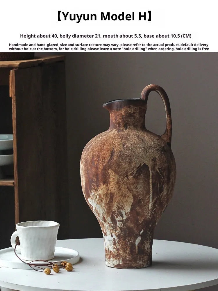 Handmade ceramic retro distressed vase decoration, multiple sizes available, vintage style