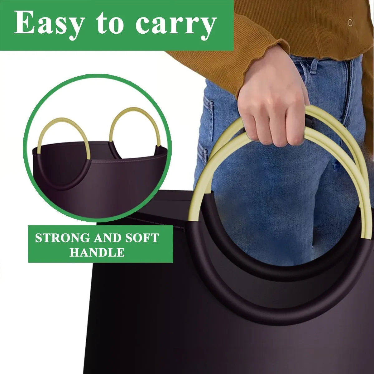 Portable round PP plastic trash can 38cm diameter with foldable design for outdoor events