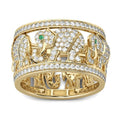 Alloy elephant ring with diamond detailing in gold or silver colour on finger