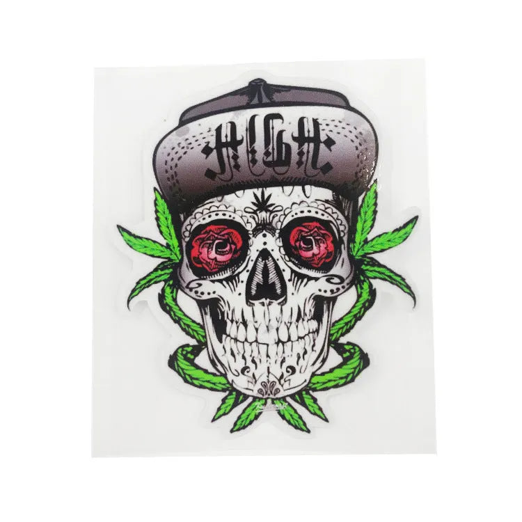 13cm reflective skull car sticker in Skull-5 style, self-adhesive, four pieces shown