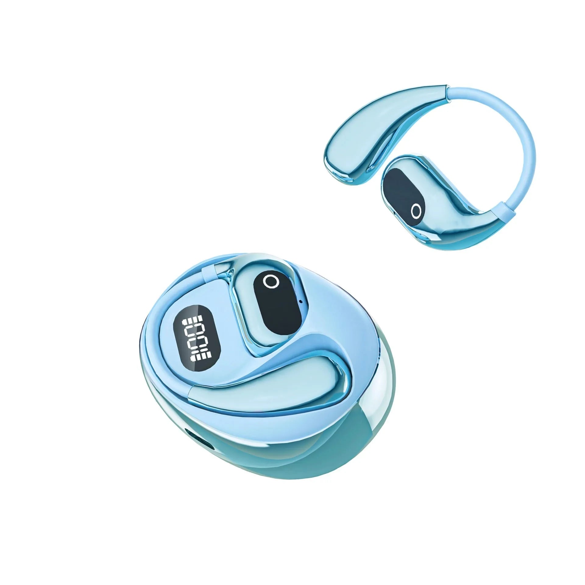 AI smart translation wireless Bluetooth ear-mounted headset XG99 White with digital display and voice control