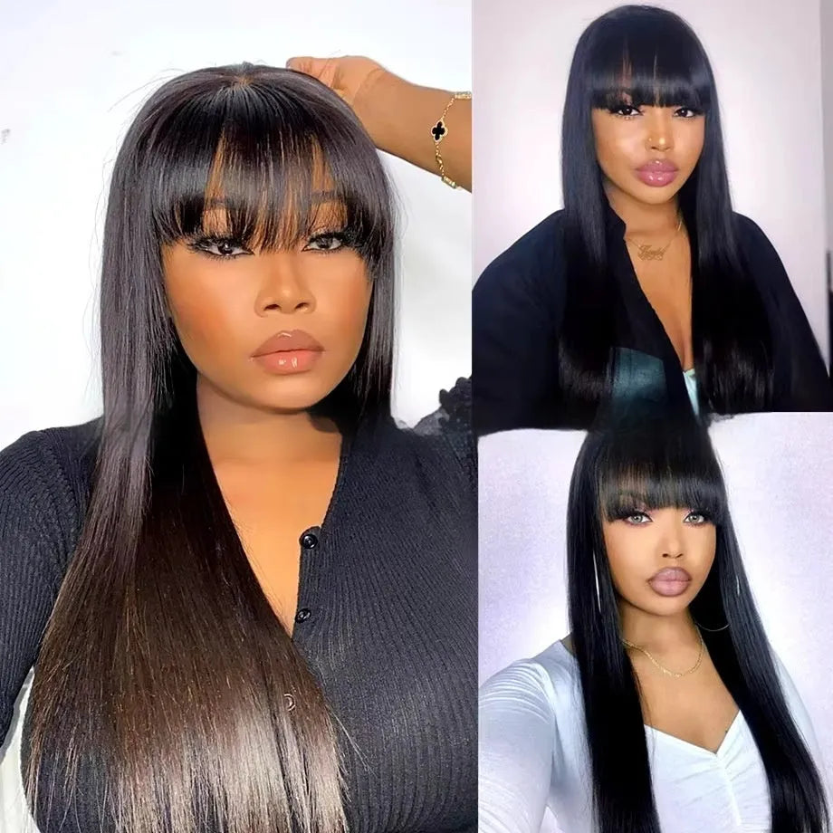 Full-mechanism human hair wig in natural colour with length options from 8 to 32 inches