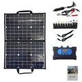 Black polyester folding bag containing a 40W single-crystal solar panel for portable outdoor charging