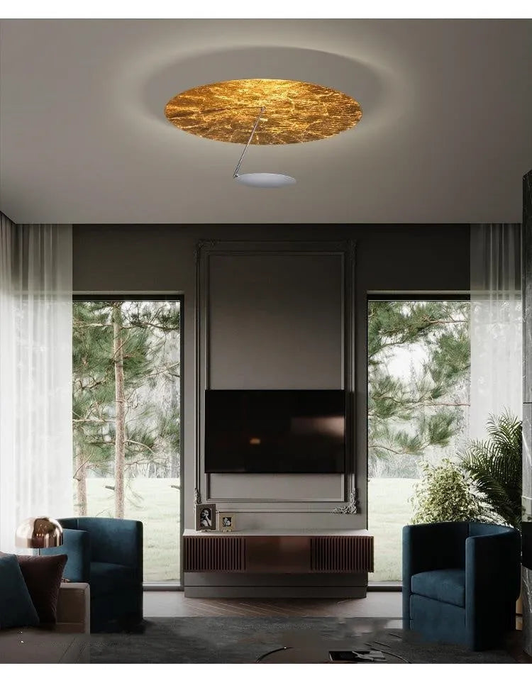Modern white and gold iron art chandelier ceiling light with a 50cm diameter shade and integrated LED
