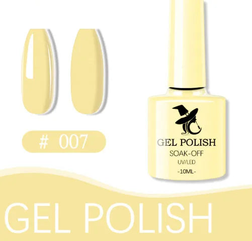 48 colour UV phototherapy plastic gel nail polish set with 7ml bottles in various finishes including glitter and nude shades