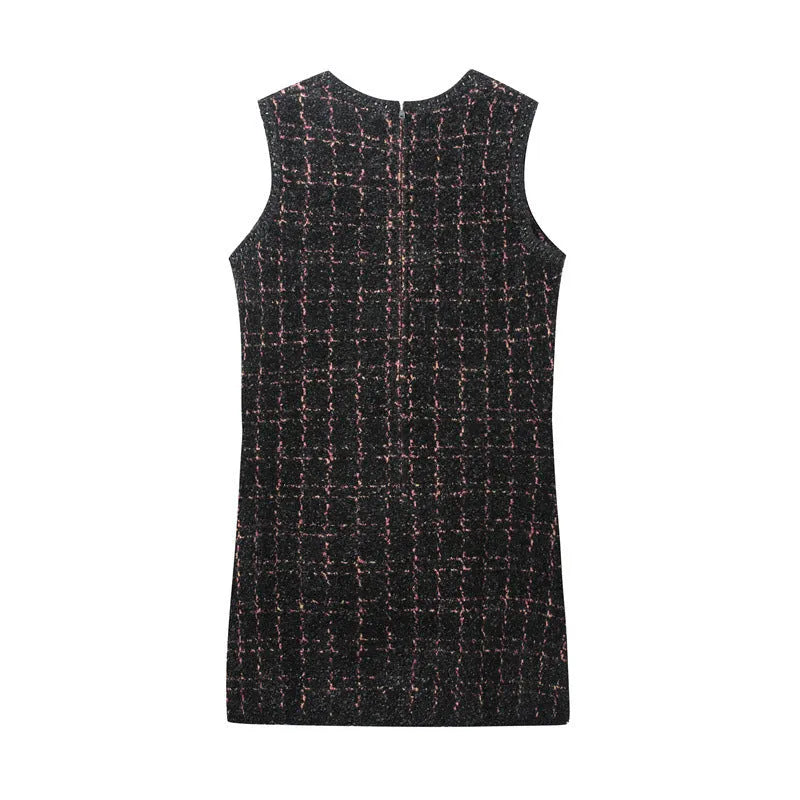 Women's slim-fit hooded knitted mini dress with pleated asymmetric skirt in mercerised cotton, picture colour
