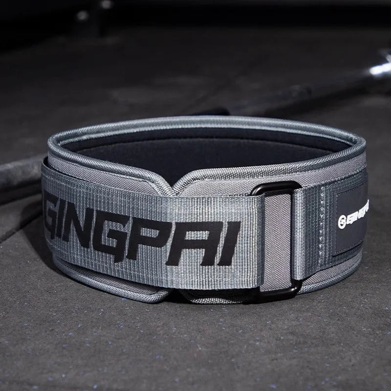 Army Green abdominal exercising and lumbar support belt for weightlifting, shown in size L.