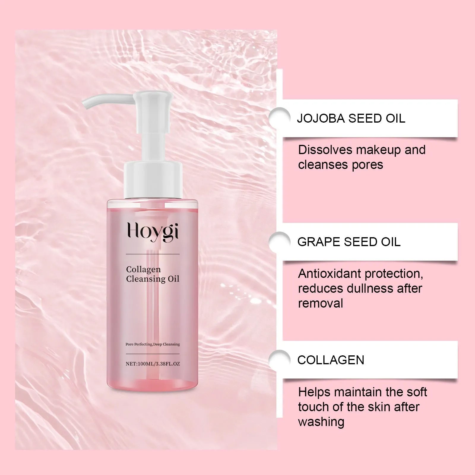 100ml collagen cleansing oil bottle for gentle daily makeup removal