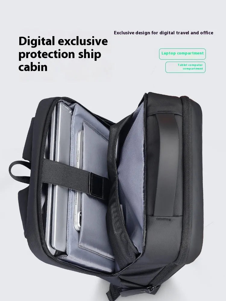 Graphite grey USB business backpack with charging port and below 20 litre capacity