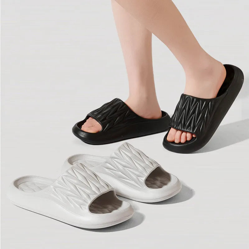 Leaf texture design EVA slippers in multiple colours for indoor summer and bathroom use