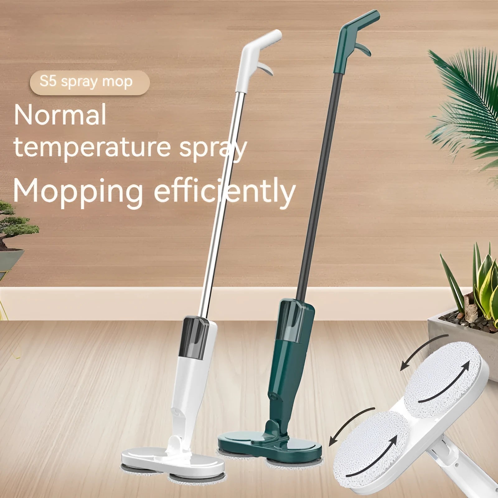 Lazy wireless all-in-one floor cleaning machine for sweeping and mopping in S5 Green colour