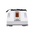 White intelligent window cleaning robot for automated washing of high-rise windows.