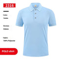 Short sleeve ice silk polo shirt in light blue with a small logo on the chest.