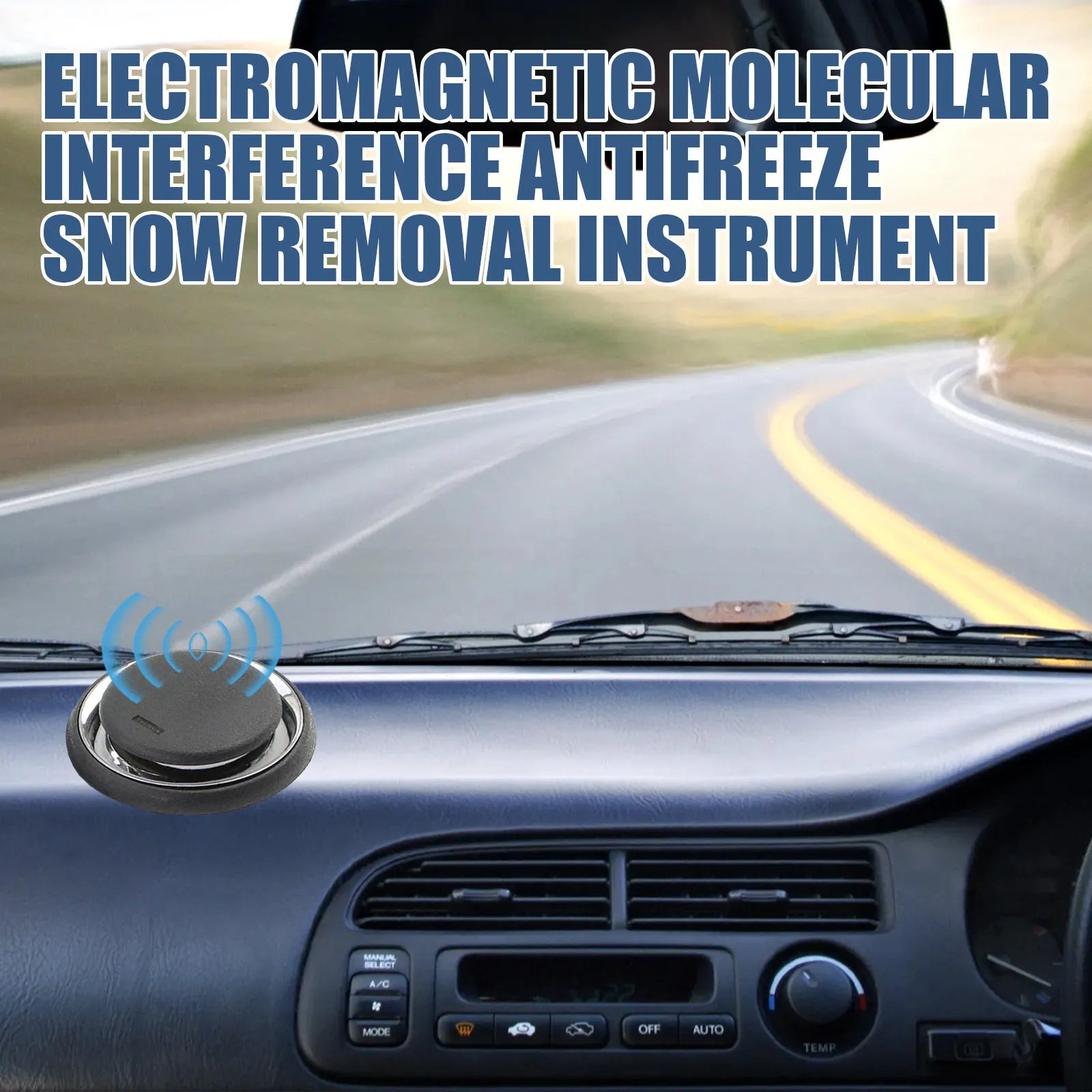Black portable car deicing instrument for melting ice and snow on vehicle windscreens.