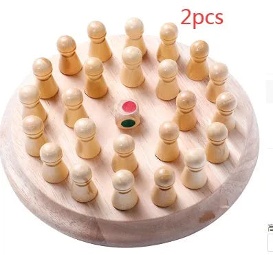 Children's beech wood Memory Chess game with white pieces on 17cm board for ages 3+