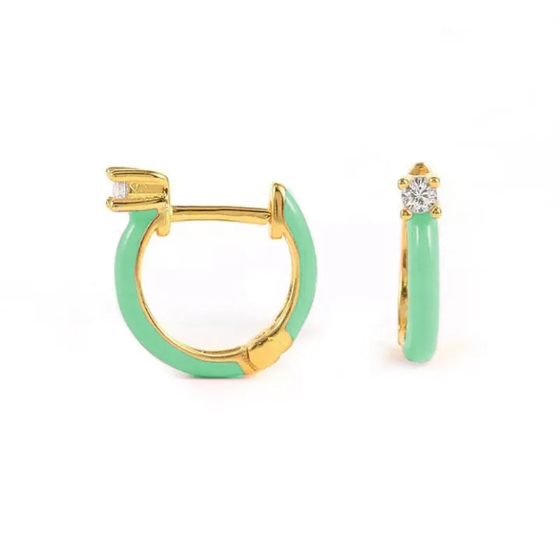 Geometric hand-dripping oil earrings with silver needle copper posts in six colours