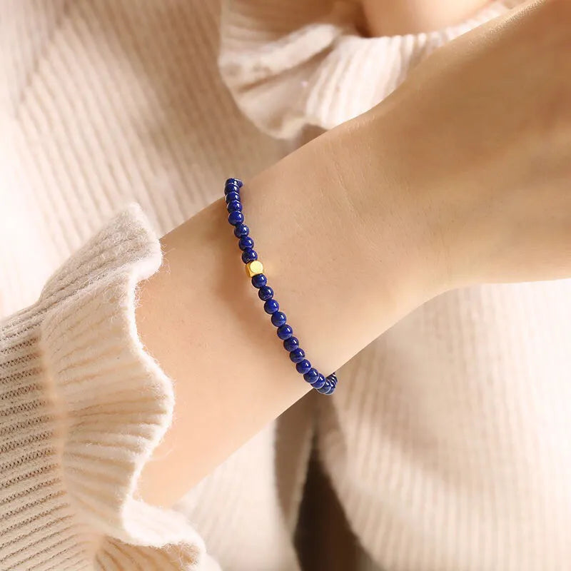 Natural green gold stone bracelet for women with 16mm geometric crystal design