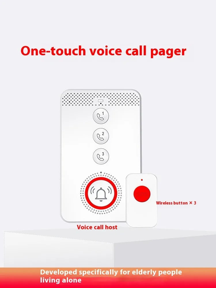 White voice emergency alert device with buzzer and three emergency buttons for elderly home safety
