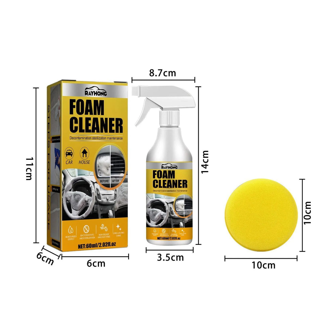 60ml car interior foamed cleaner with 10x10cm sponge in 6x6x11cm box