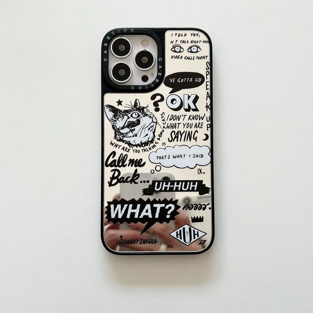 English graffiti cat painted TPU full wrap phone case for iPhone, cat colour