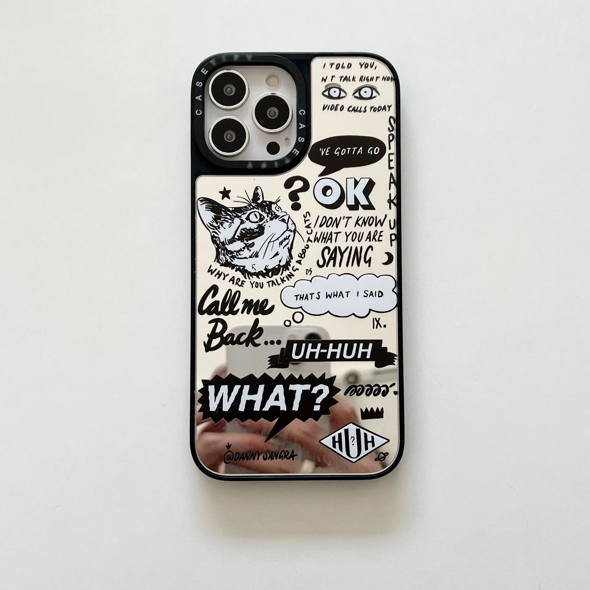 English graffiti cat painted TPU full wrap phone case for iPhone, cat colour