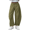Loose cropped sweatpants with drawstring waist and side pockets in apricot colour