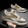 Men's casual waterproof non-slip labour protection shoes with PU upper, lace-up closure, and rubber thick sole in beige colour