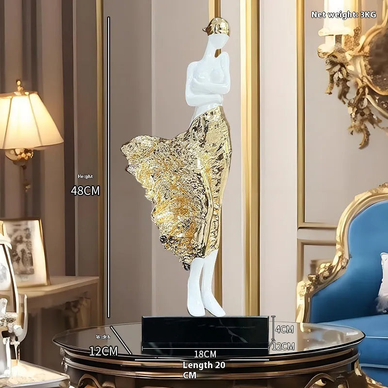 48cm tall modern beauty character sculptured ornament in rose gold or silver finish