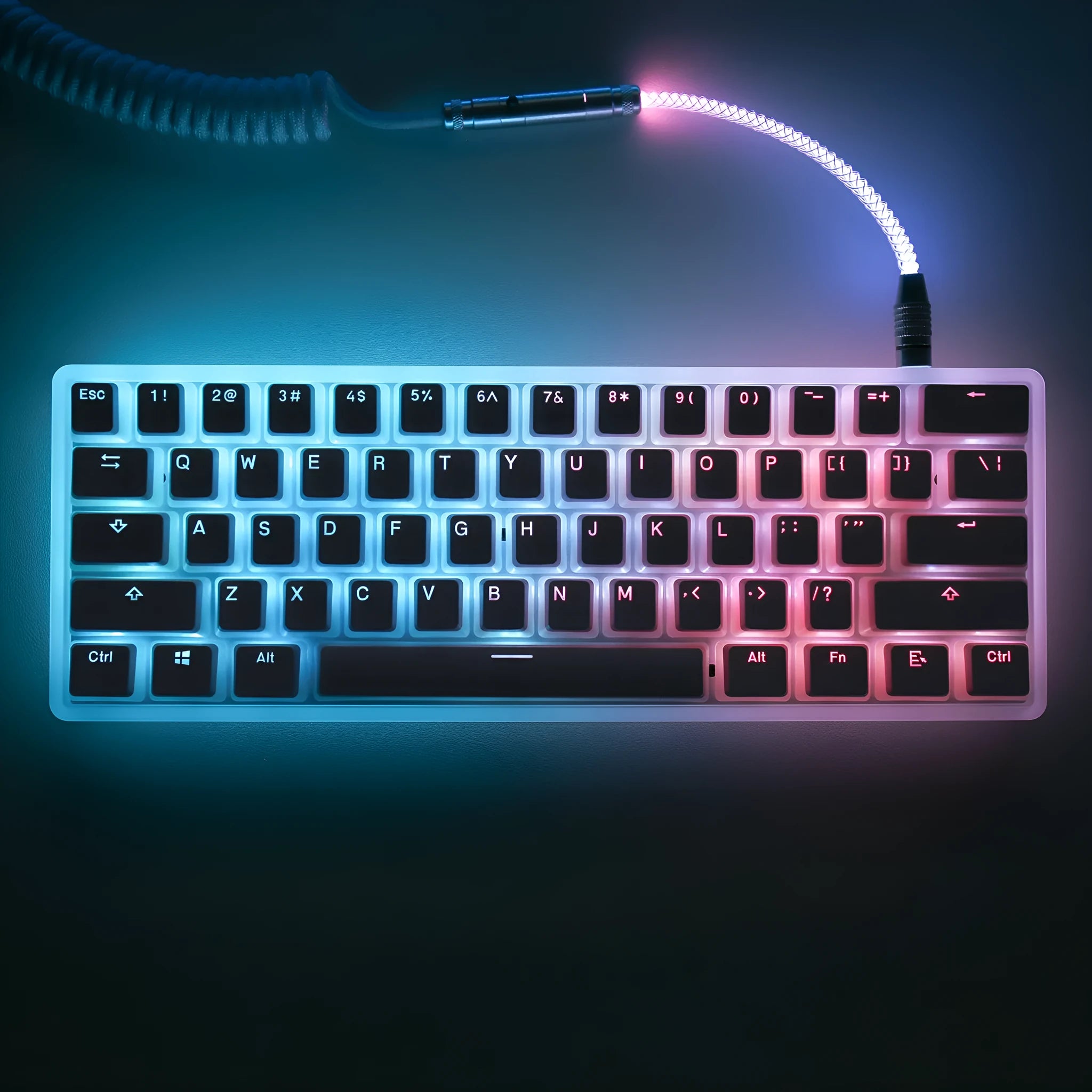 Double Skin Milk Pudding Transparent PBT key cap set in pink colour for mechanical keyboards with RGB backlighting
