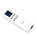 Smart multi-port USB charger in ceramic white, 220x67x39mm, with indication light and 1.5m cable