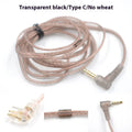 KZ oxygen-free copper earphone upgrade cable in transparent black, Type B or Type C, with or without microphone