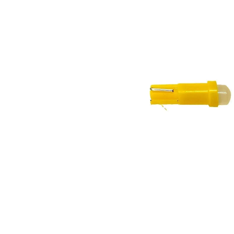 T5 ceramic base car instrument LED bulb showing seven colour options including blue, green, red, and yellow