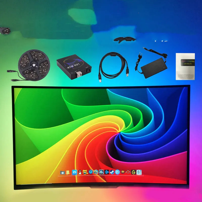 LED monitor TV background sync colour overflow light belt with 60 beads per metre and 10mm width