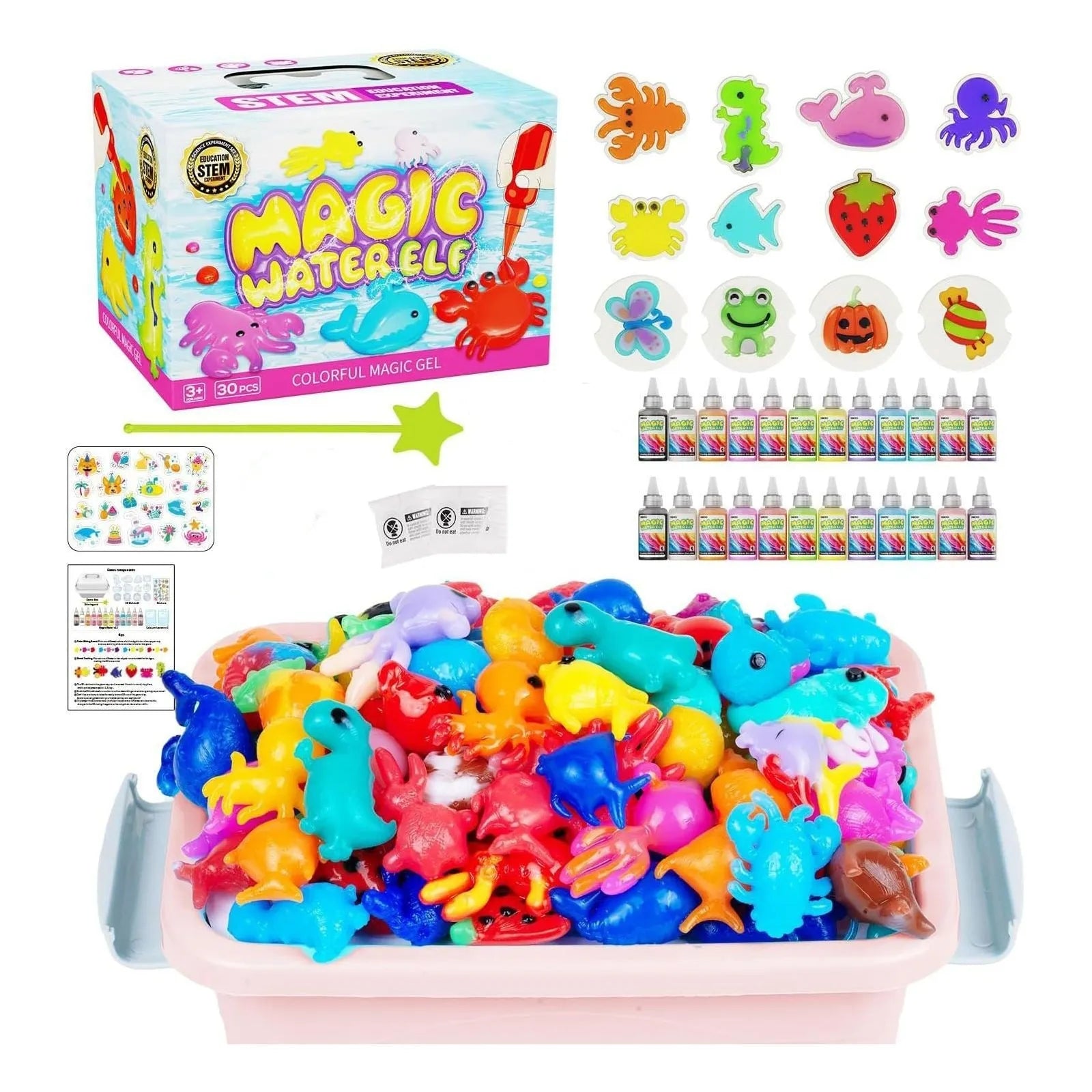 Magic Paint Vaporeon 30-piece educational toy set in blue colour box, measuring 21x15x14.5 cm
