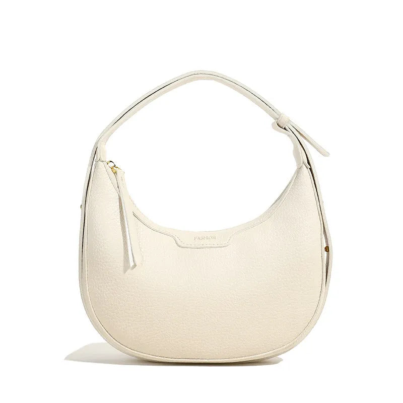 Women's one shoulder crossbody underarm handbag in PU, dumpling shape, 23cm wide, 120cm strap, black
