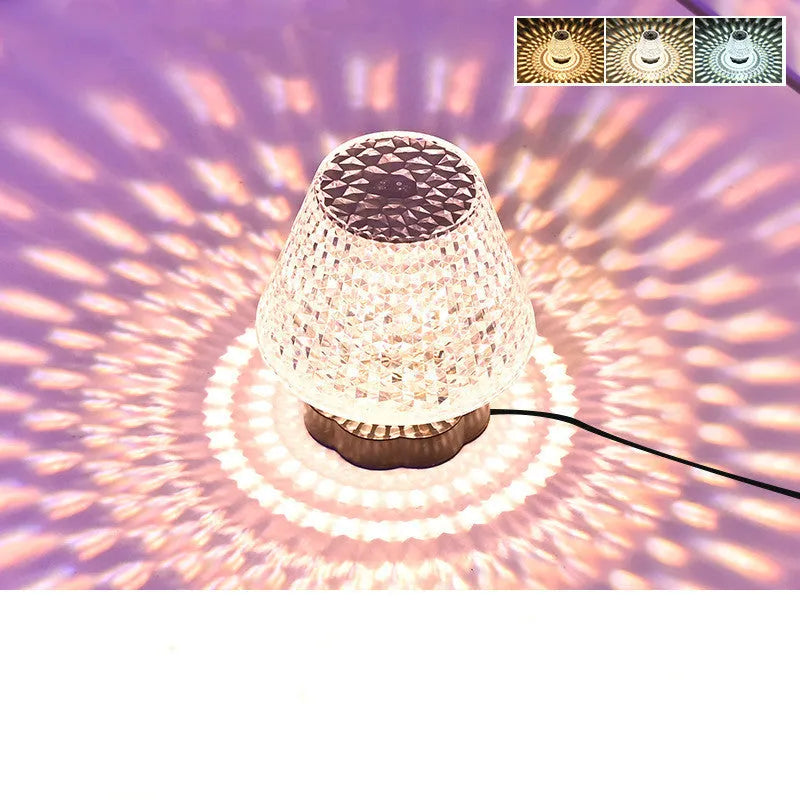 Crystal decorative table lamp with touch sensor base and LED lighting